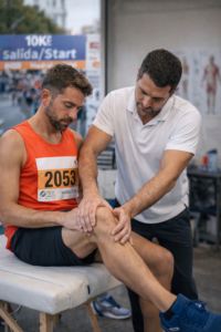 fisioterapia deportiva antes de una carrera popular en Madrid